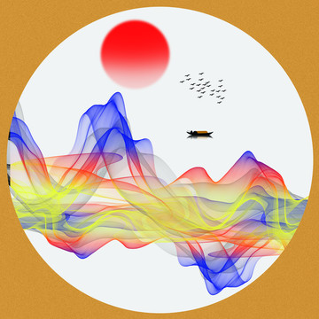 新中式禅意抽象水墨山水装饰画