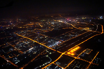 航拍上海夜景灯光