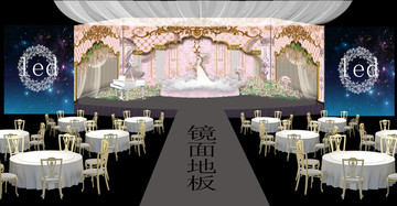粉色欧式婚礼舞台设计