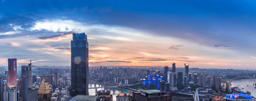 俯瞰重庆夜景环球金融中和江北嘴