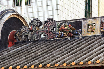 传统岭南建筑构件屋顶正脊泥塑