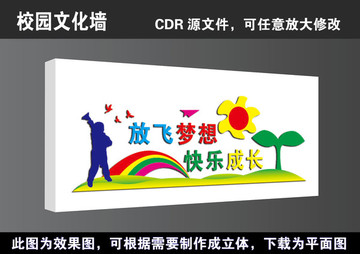 学校放飞梦想快乐成长文化墙宣传