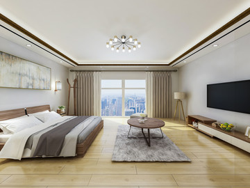 现代酒店卧室设计效果图