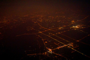 航拍上海夜景灯光