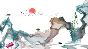 抽象水墨意境山水装饰画