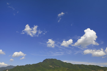 比例完美的蓝天白云青山