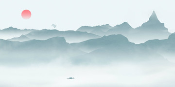 意境水墨山水画