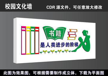 学校书籍人类进步阶梯文化墙展板