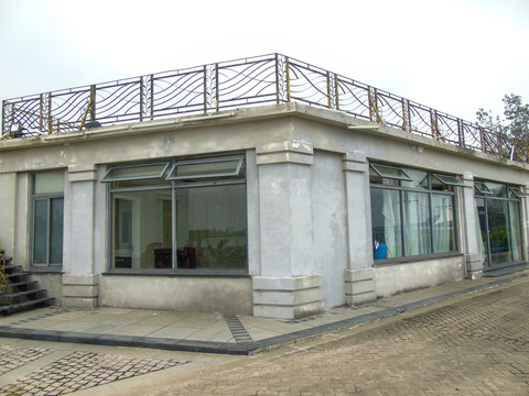 城市商业小镇咖啡厅建筑背景摄影