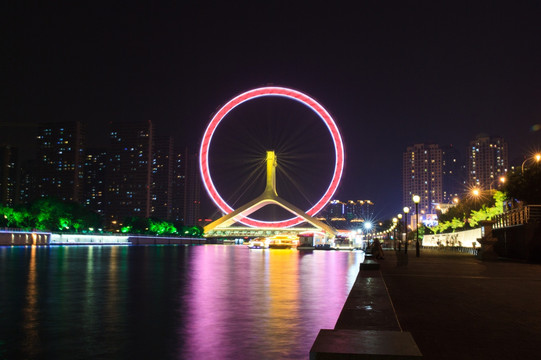 天津之眼城市夜景