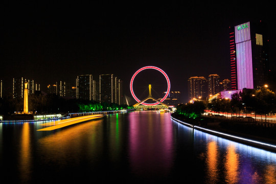 天津之眼城市夜景