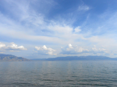 新疆赛里木湖清澈湖水水景