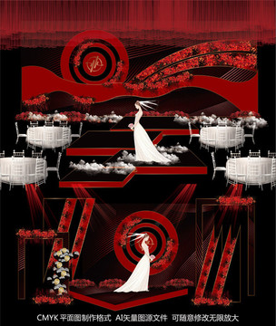 红黑色主题婚礼背景