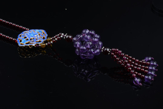 紫水晶球毛衣链