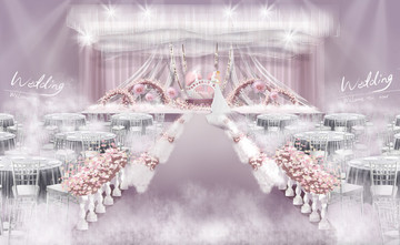 粉色梦幻水晶球婚礼效果图