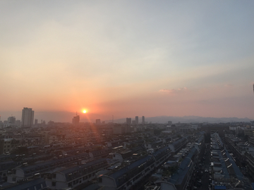 城市屋顶 落日夕阳