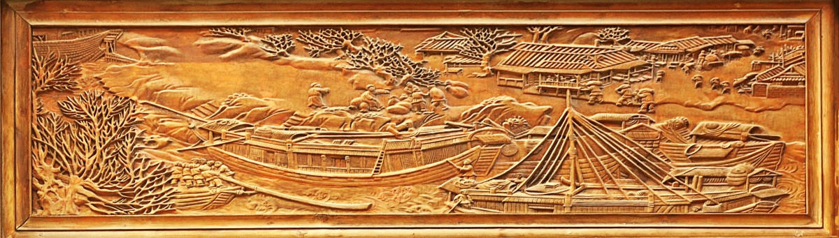 金色木雕古运河