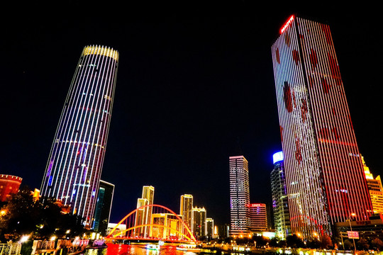 天津海河风光夜景