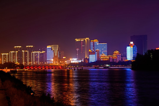 金华通济桥江北市中心夜景
