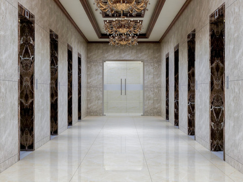 酒店入口电梯走廊