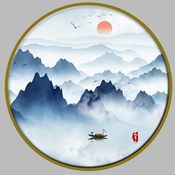 手绘山水画