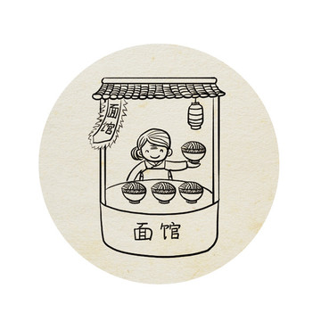 中华美食面馆LOGO简笔画PS