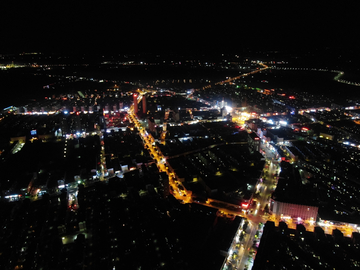 小镇夜景航拍