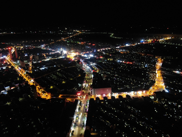 小镇夜景航拍