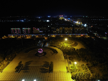 台安县政府广场夜景航拍
