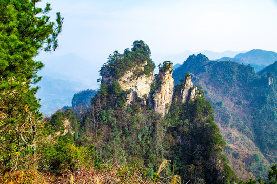 张家界武陵源天子山黄河岸观景台