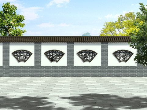 中式院墙效果图