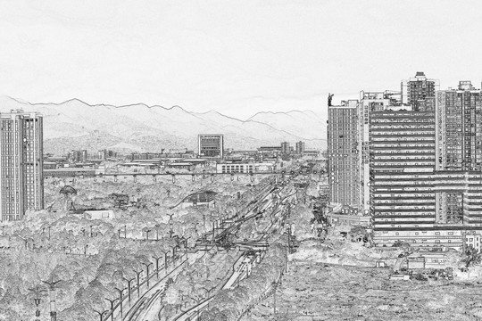 重庆城市线描