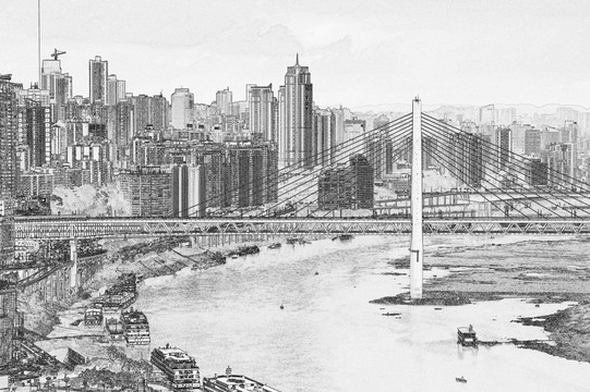 重庆城市线描