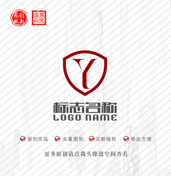 Y字母标志盾牌logo