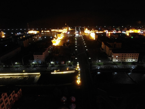 阿尔山小镇夜景航拍