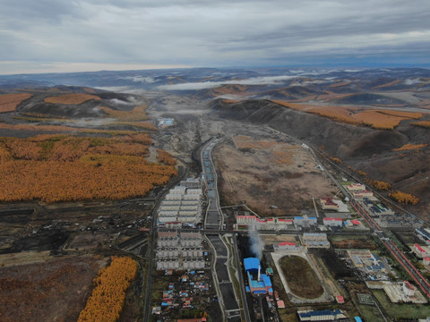 航拍阿尔山城市云海