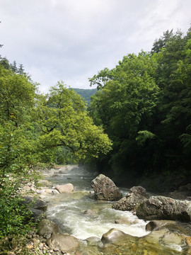 溪流晨雾黄柏塬太白山秦岭