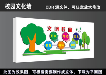 学校文明校园文化墙立体展板