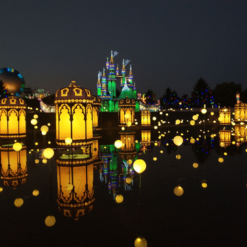 长影世纪城 夜景 彩灯 背景