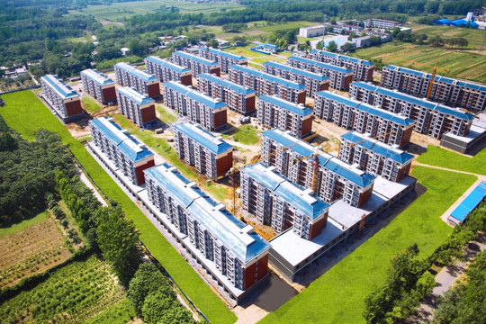航拍新农村社区建设俯瞰图