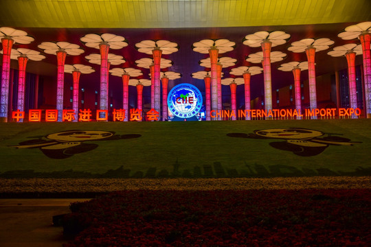 中国国际进口博览会夜景