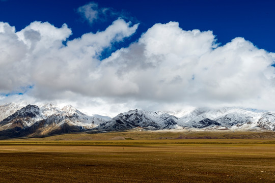 新藏线的公路和雪山