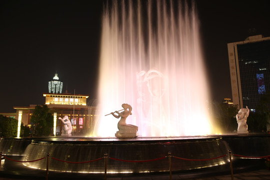 西湖文化广场音乐喷泉