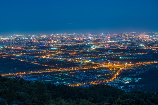 俯瞰北京城市夜晚