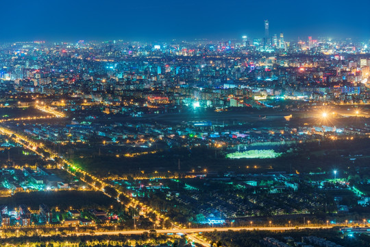 俯瞰北京城市灯火