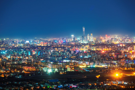 俯瞰北京城市夜晚灯火