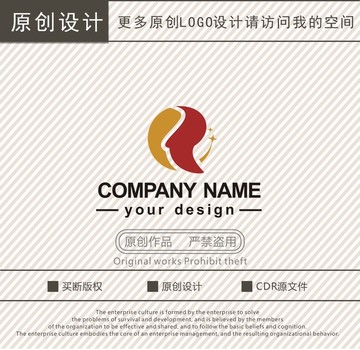R字母图文快印广告logo