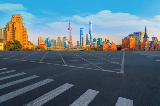 上海金融区建筑和沥青路面