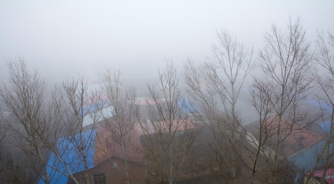 雾中小村庄