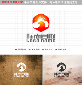 雄鹰阳光六边形logo